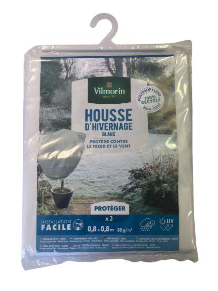 Croissance et protection des végétaux - Housse d'hivernage - 0,8 m x 0,8 m - Blanc (x3) - PACKAGING_RECTO